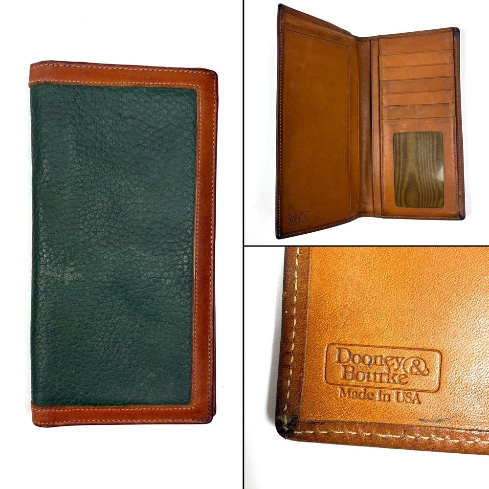 VTG 80s/90s Dooney & Burke All Weather Leather Checkbook Organizer Wallet Britsh